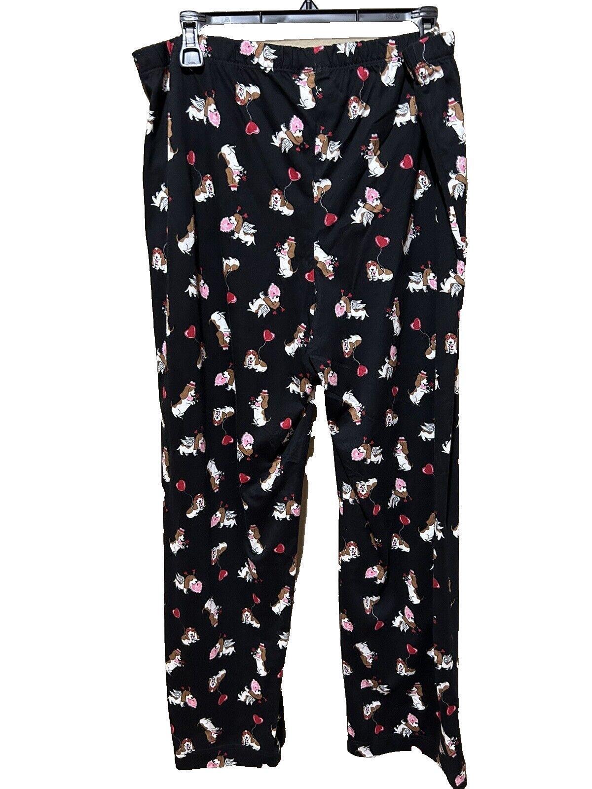 Women’s 100% Cotton Puppie Theme Black PJs Pajama Pants