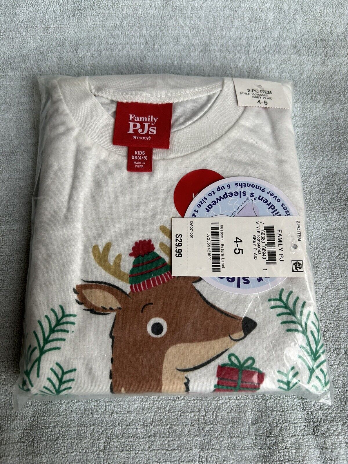 Christmas Xmas Holiday Kids 2 Piece Matching Family Papa Deer Pajama Set