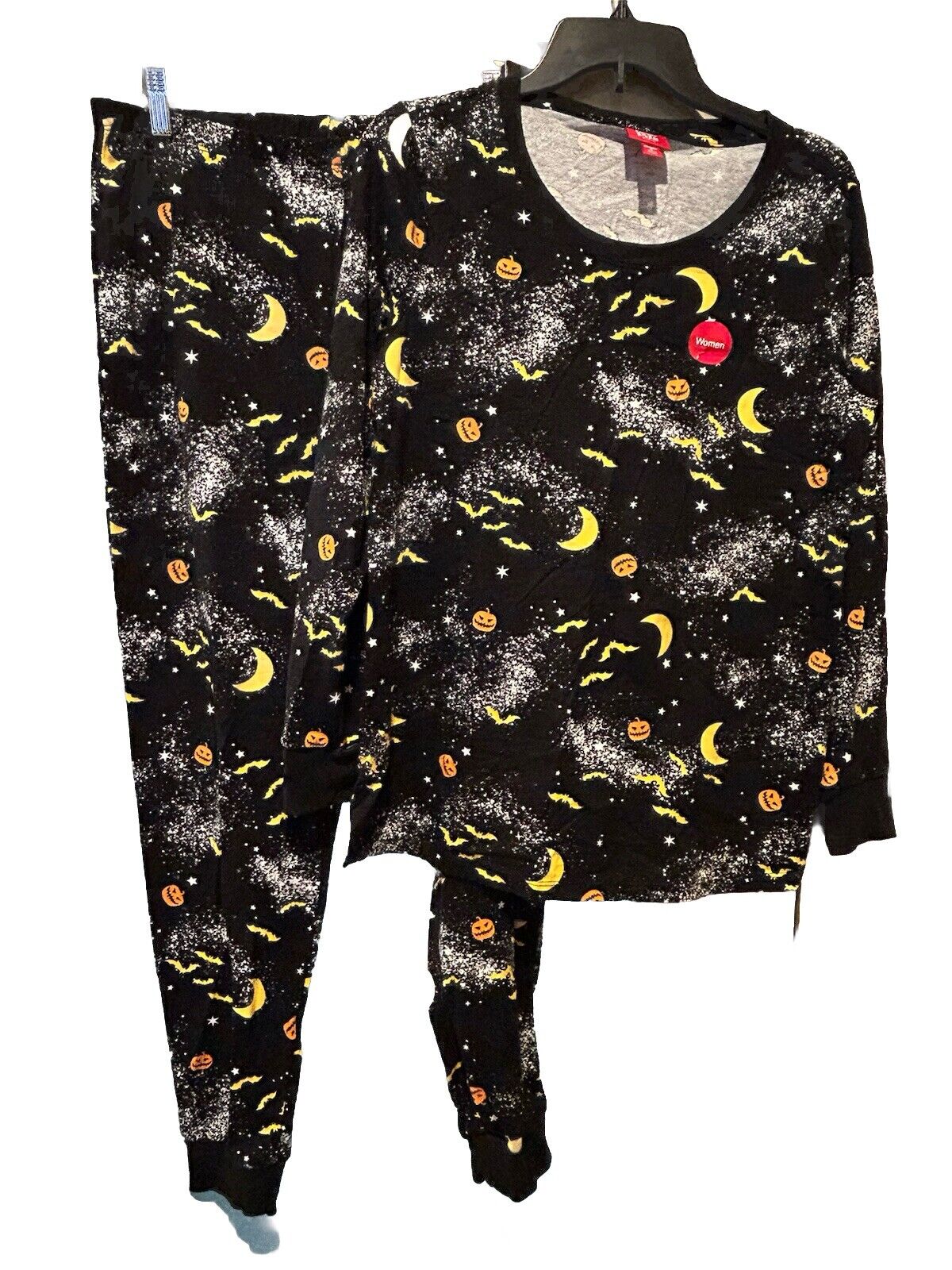 Family PJs Women's 2 Piece Halloween Ghosts Pajama Set Black