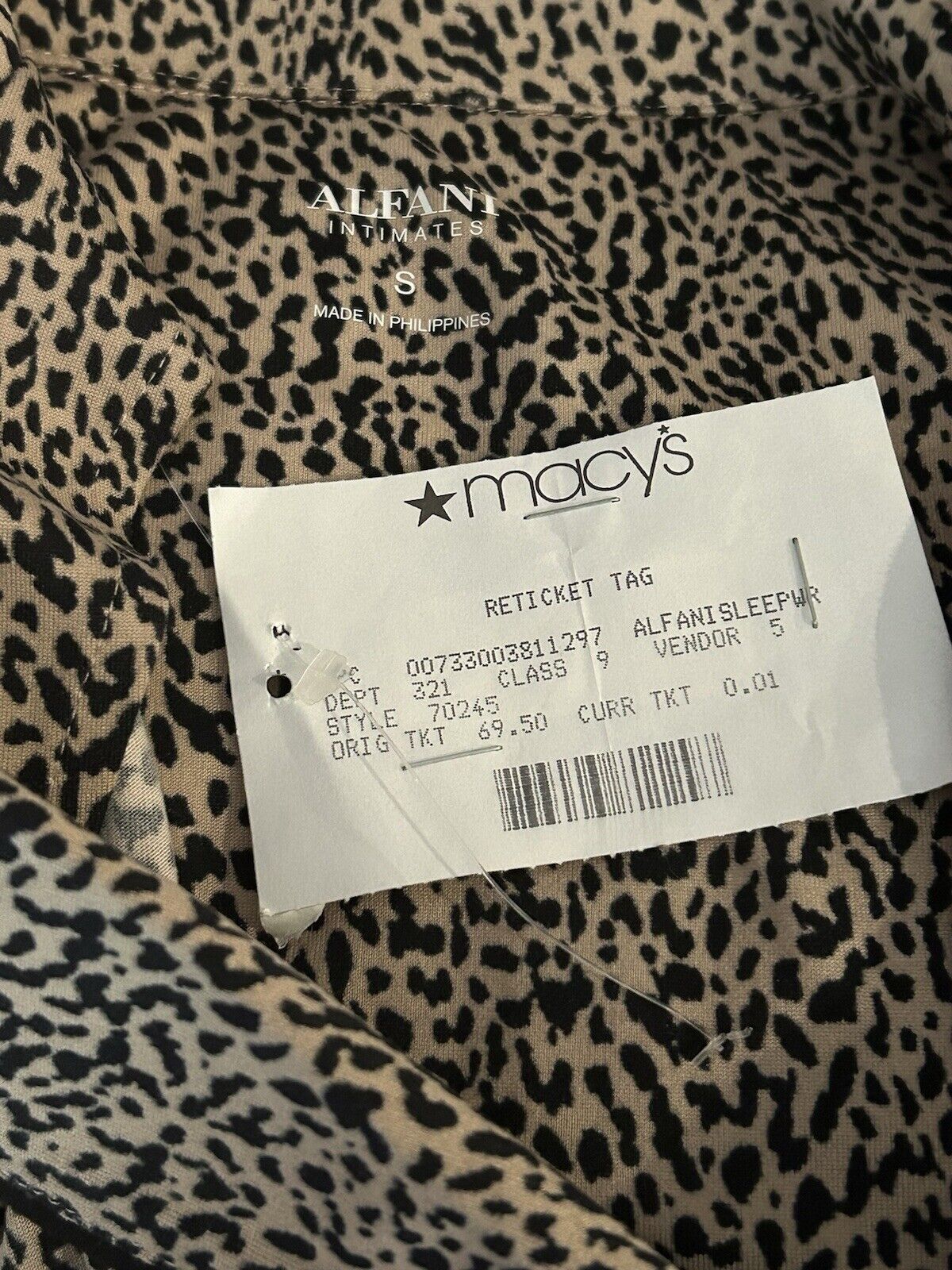 Alfani Women’s Cheetah Print Long Sleeve Super Soft Pajama Top