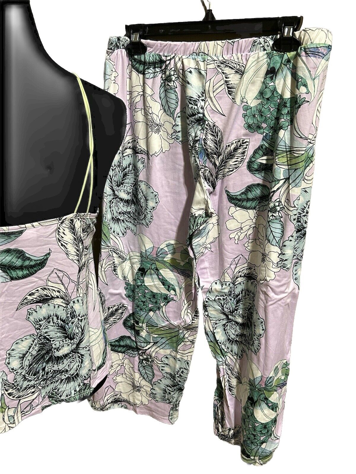 Linea Donatella Palm Garden Cami & Cropped Pants Pajama 2 Piece Set
