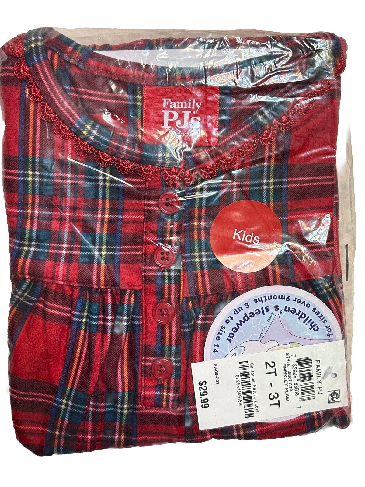 Christmas Xmas Holiday Brinkley Girls Red Night Gown