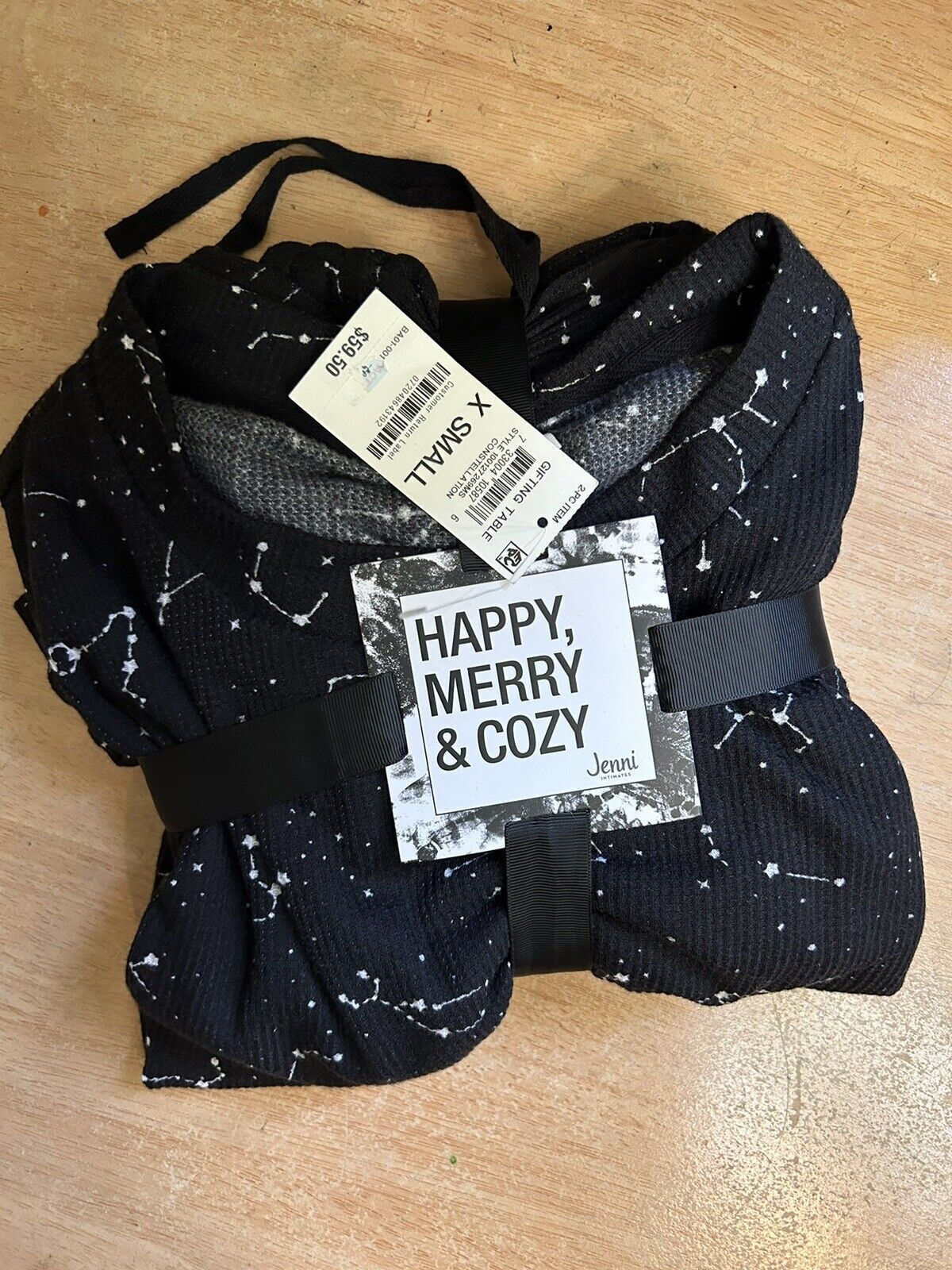 Jenni Women’s Constellation Gift Set Waffle Pajama Jogger Set Black