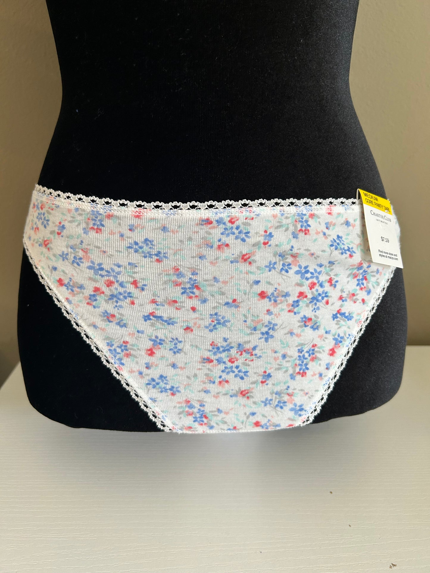 Charter Club Women’s 2 Piece Panty Briefs Set Solid Yellow and Floral White