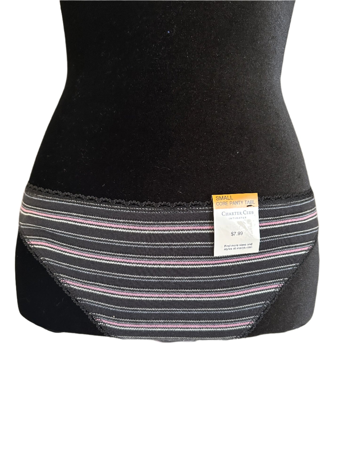 Charter Club Women’s 2 Piece Panty Set NWT Solid Yellow, Black Stripes