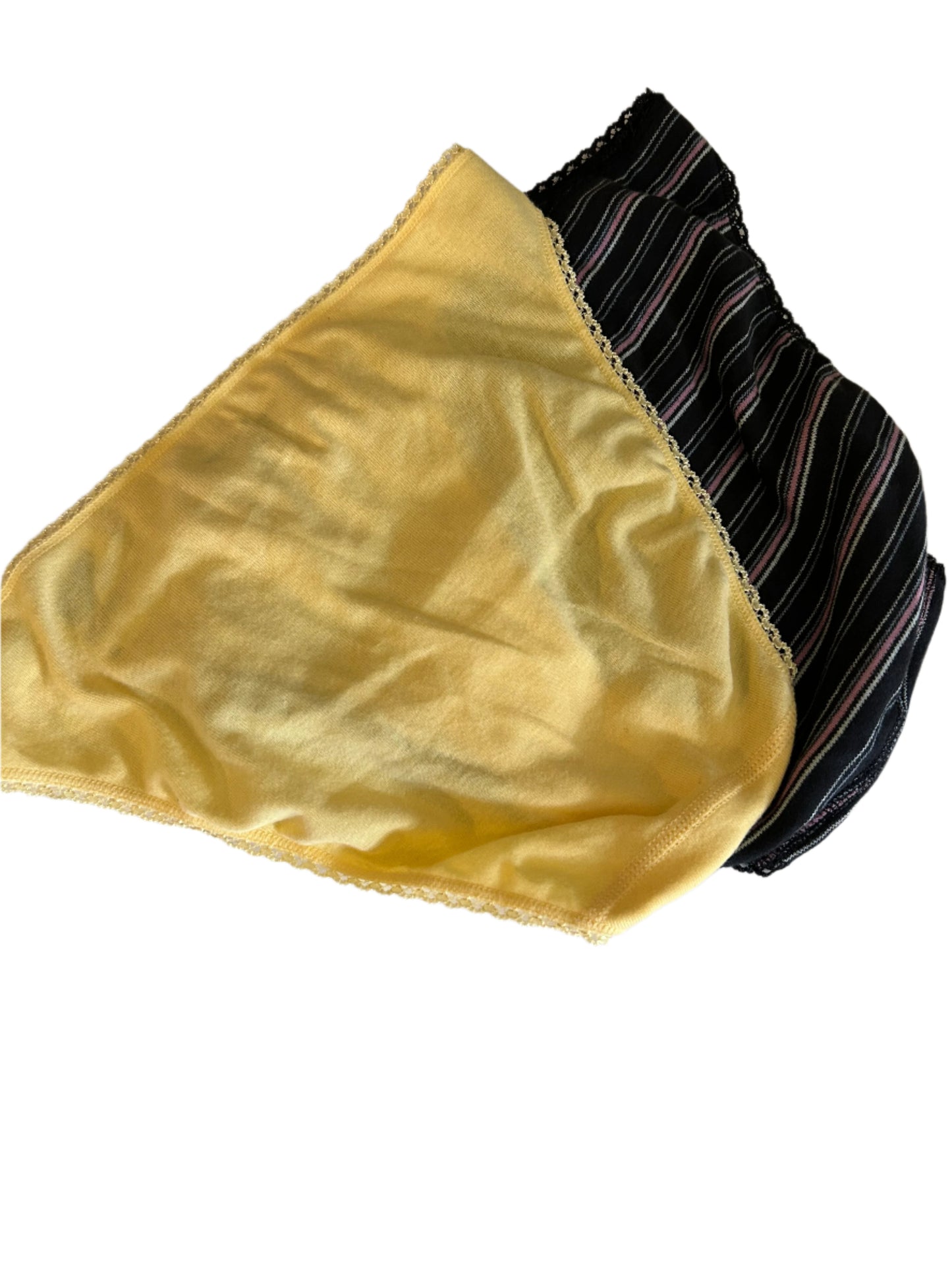 Charter Club Women’s 2 Piece Panty Set NWT Solid Yellow, Black Stripes