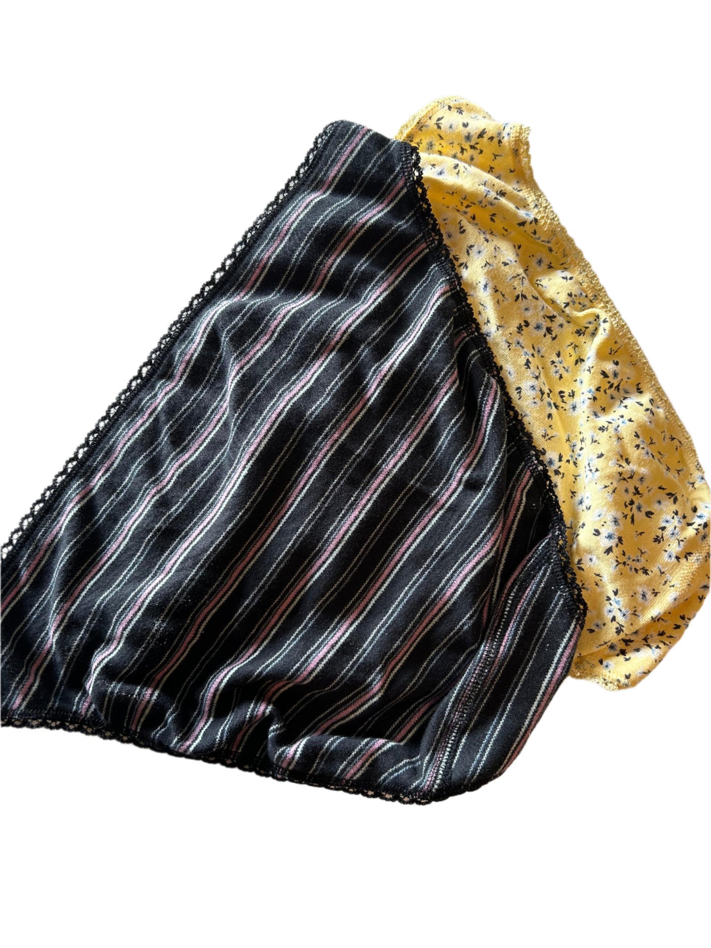 Charter Club Women’s 2 Piece Panty Set NWT Solid Floral Yellow, Black with Stripes