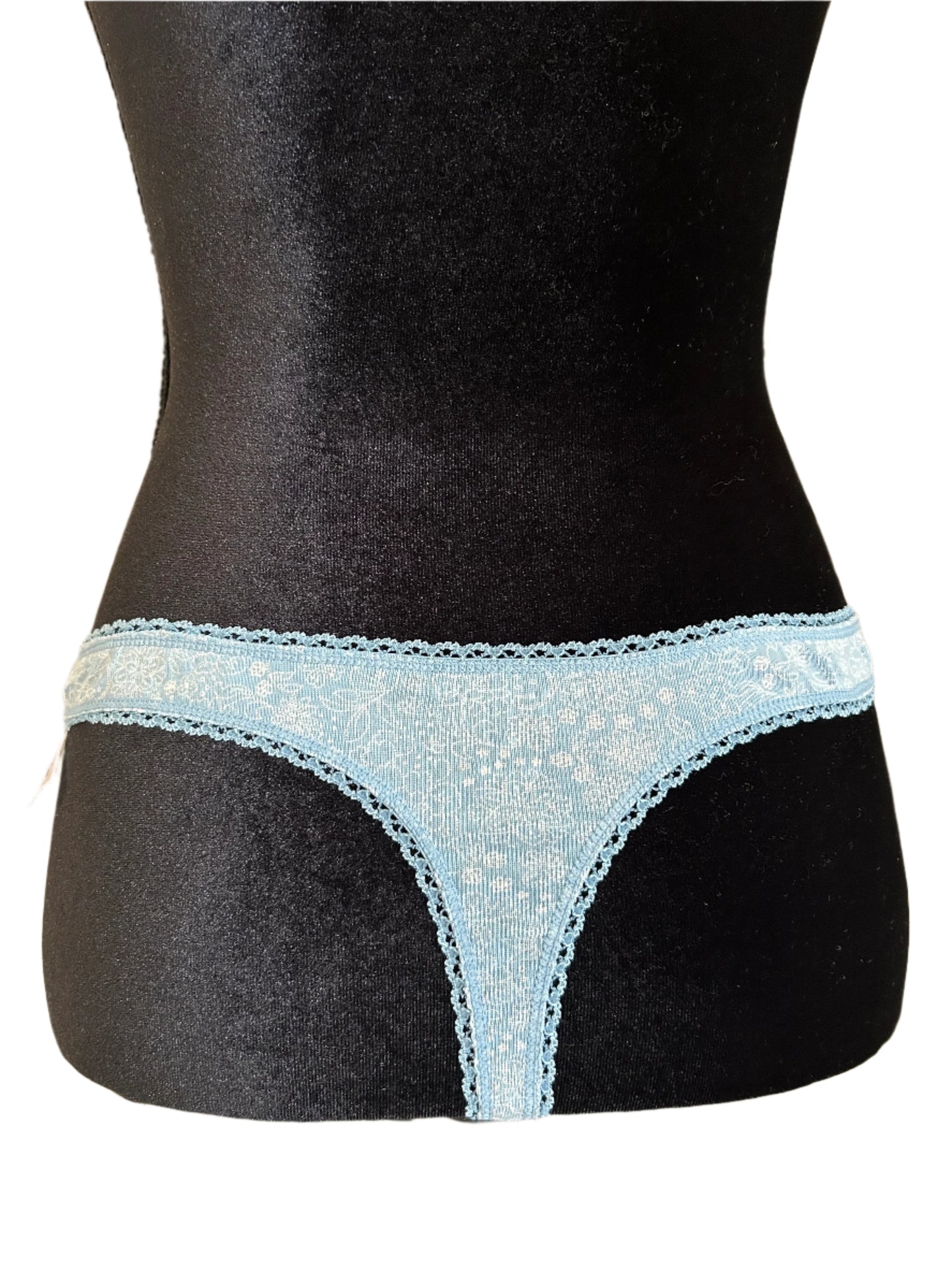 Charter Club 2 Piece Women’s Thong Panty Set NWT Gray Stripes and Light Blue Floral