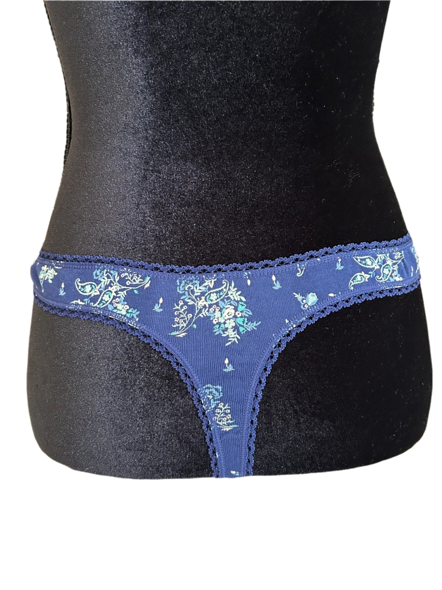 Charter Club Women’s 2 Piece Thong Panty Set NWT Blue Paisley and Peach