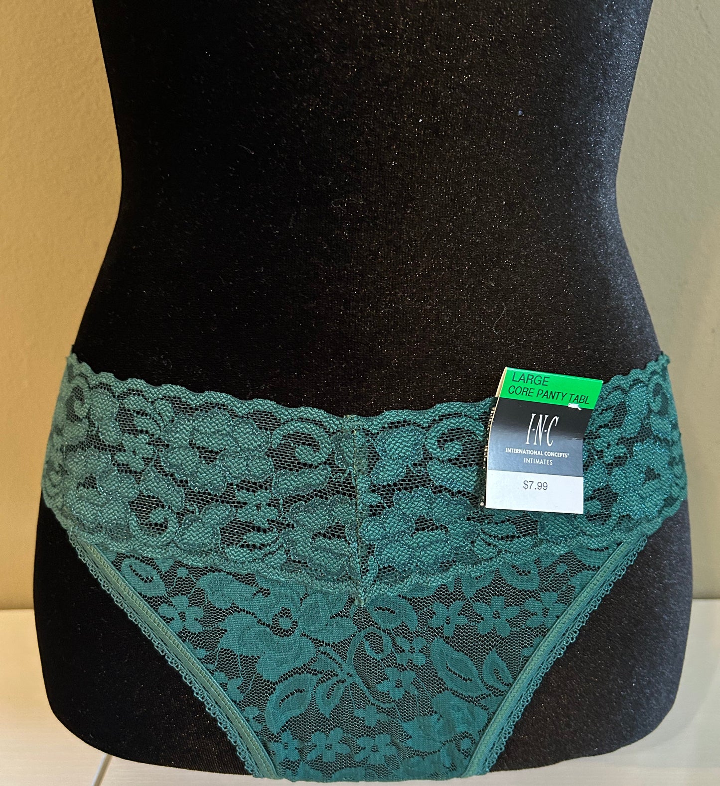 INC International Concepts Women's Lace Thongs DARK FOREST