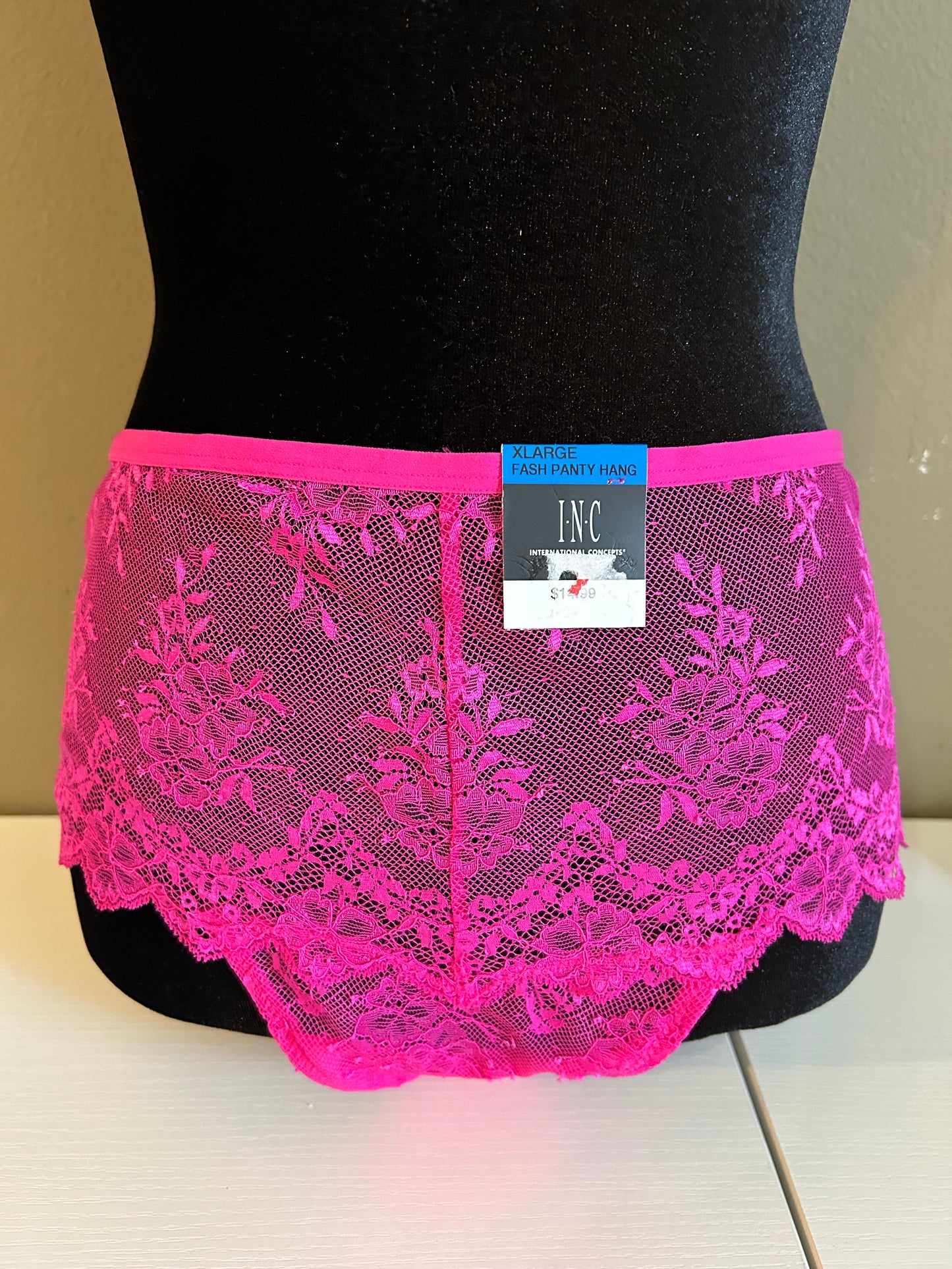 INC Women's XL Jazzy Pink Full Lace Thongs