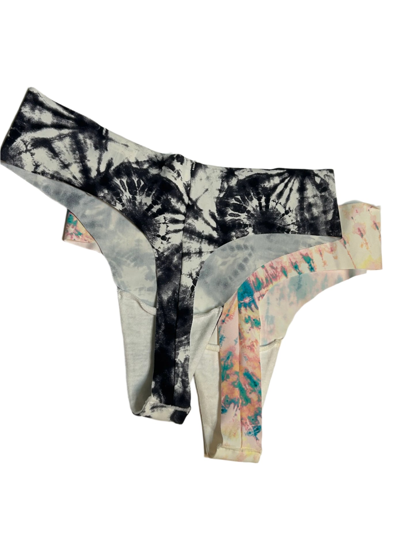 Jenni (2 Pair) Women's Thongs Panties, Pinwheel Tiedye and Tiedye