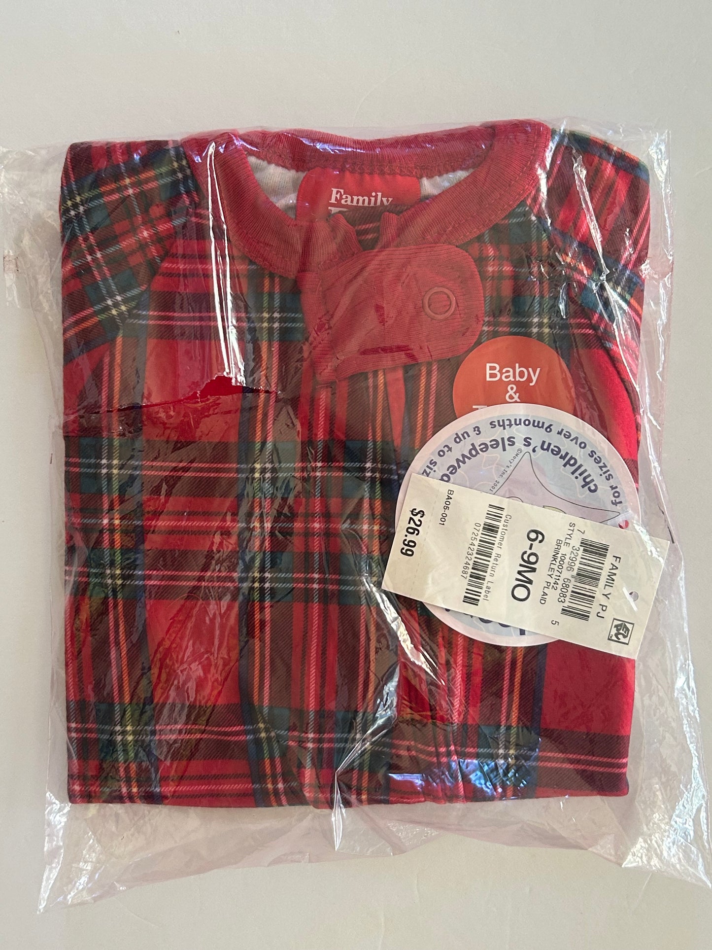 Pajamas Baby Brinkley Plaid Footed Pajamas Red