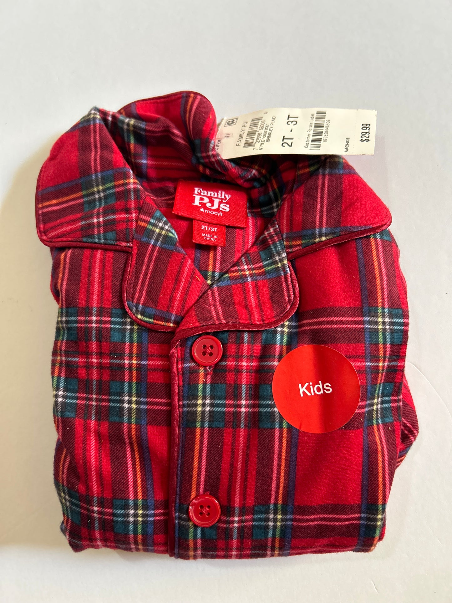 Kids Stewart Plaid 2 Piece Brinkley Christmas Holiday Pajama Set