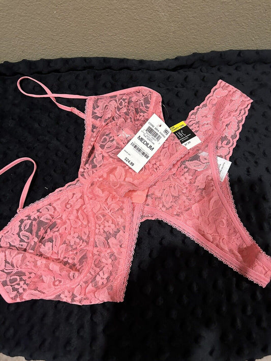 Inc Women's Lace-Trim High-Waist Mesh Pink Underwear With Matching Bra