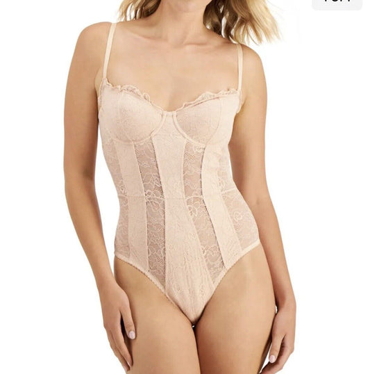 INC International Concepts Womens Lace Cup Bodysuit Lingerie Ballet Pink