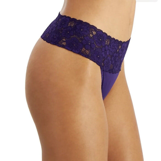 Jenni Women's Purple Lace-Trim Thong Underwear Panty