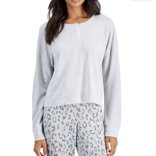 Jenni Ultra Soft Women’s Long Sleeve Grey Heather Pajama Super Soft Top