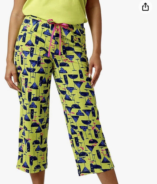 HUE women’s Printed Knit Capri Pajama Sleep Pants