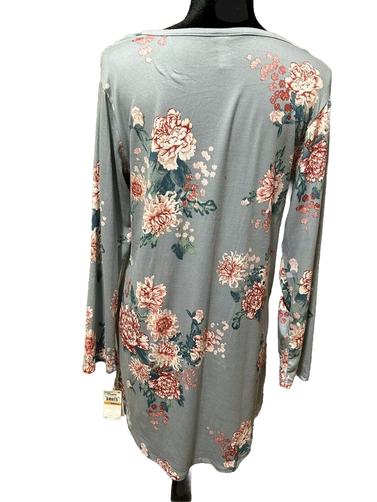 FLORA NIKROOZ Jade Women’s Floral Gray Long Sleeve Gown