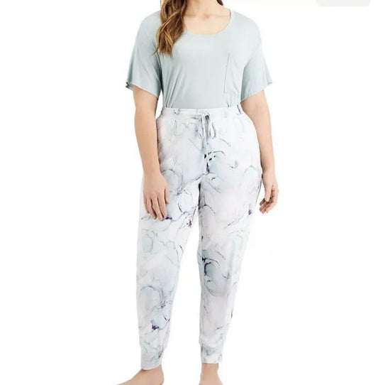 Alfani Intimates Women's Plus Size Printed Pajama Pants Marble Dusty