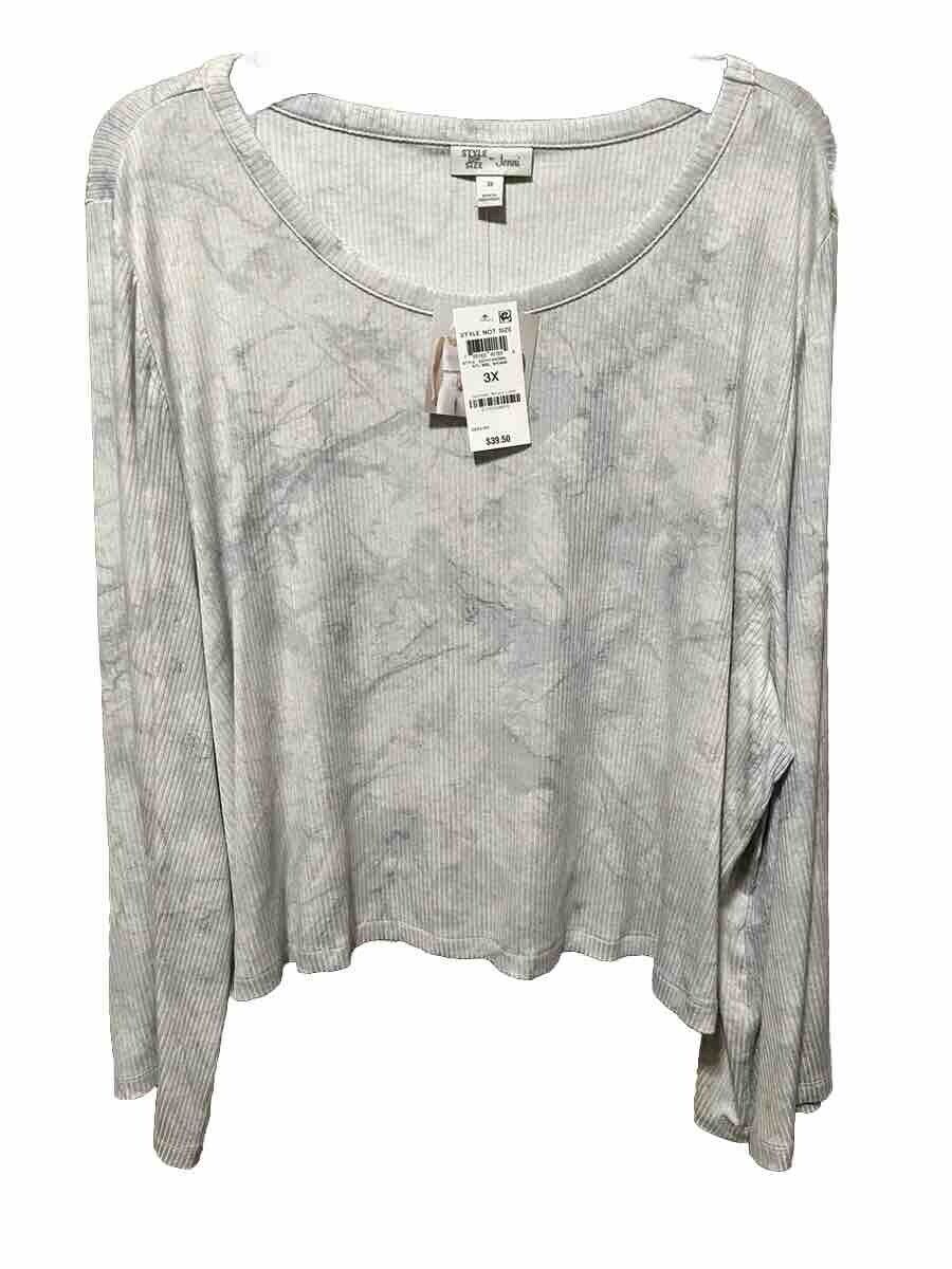 JENNI Style Not Size Women’s Plus Size Long Sleeve Lounge Pajama Top