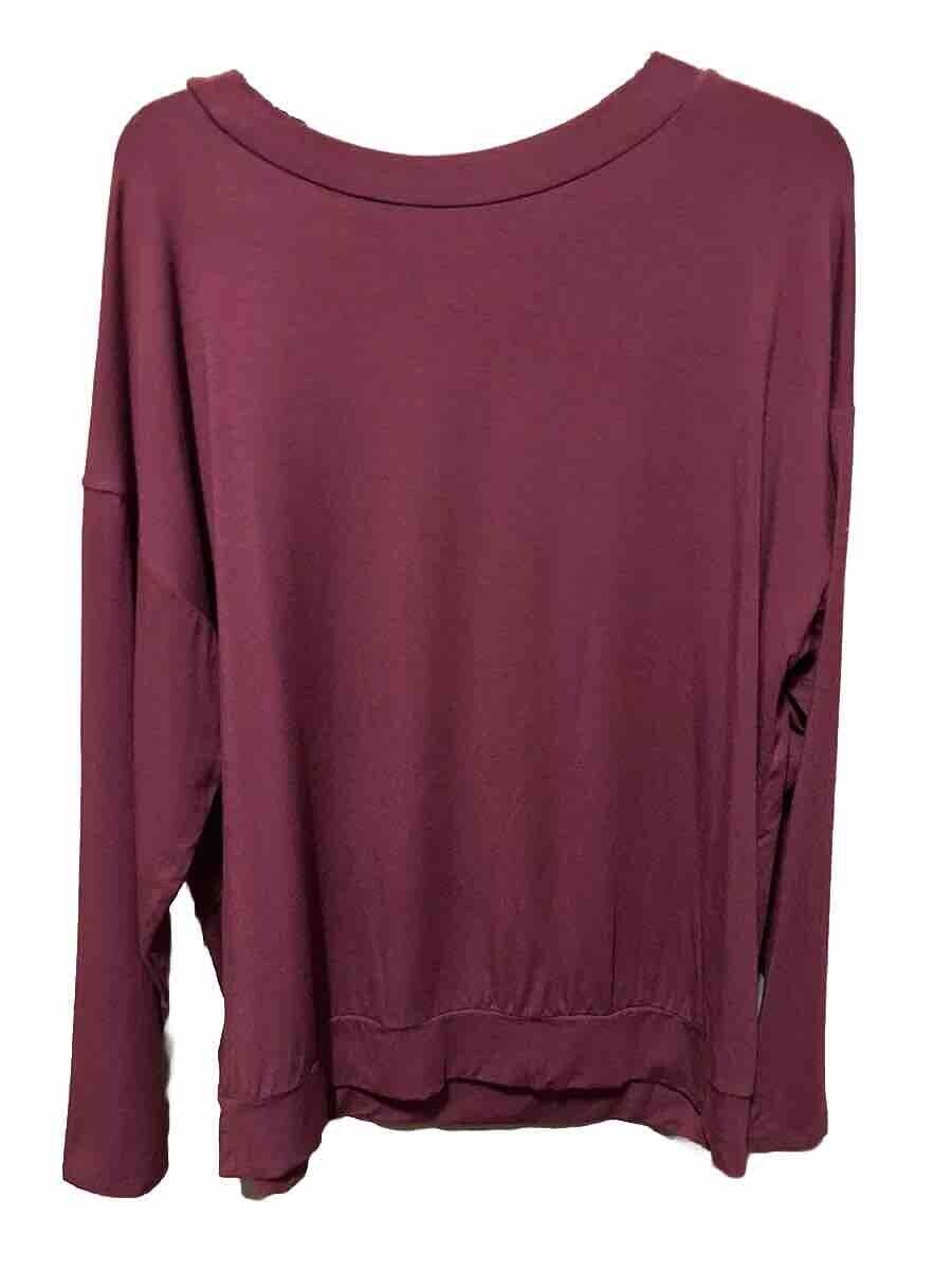 Alfani Intimates Super Soft Modal Long Sleeve Lounge Pajama Top Garnet Stone