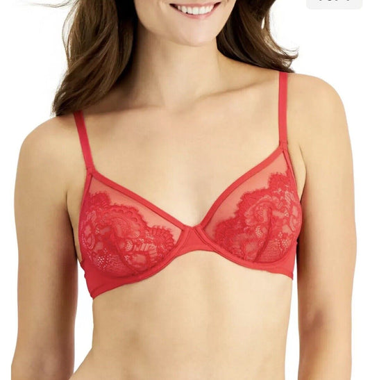 INC International Concepts Underwire Lace Bra Red