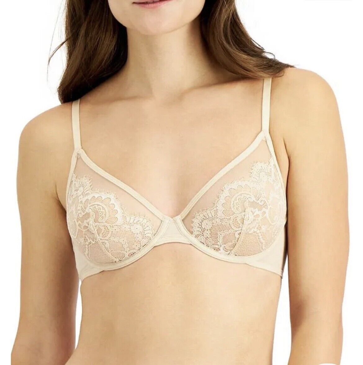 Inc International Concepts Underwire Lace Bra Nude