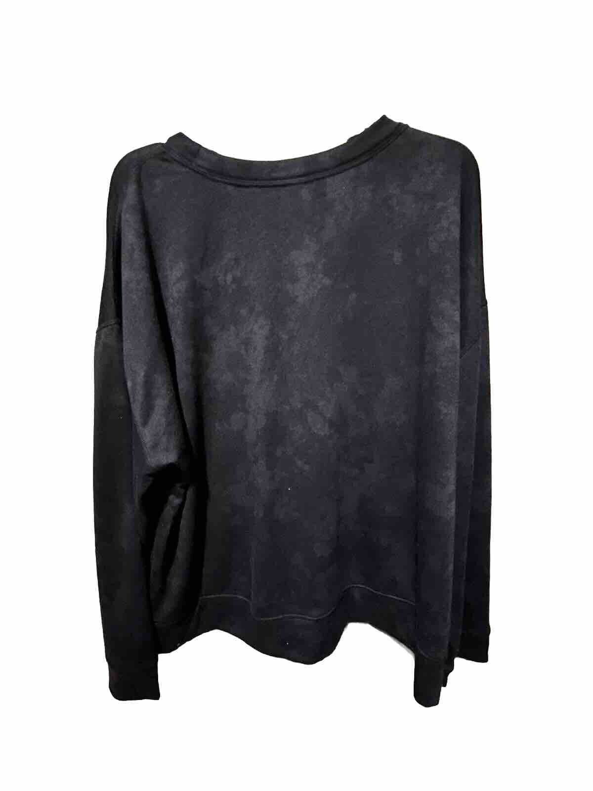 JENNI Super Soft Crewneck Pajama Top Black Tiedye Wash