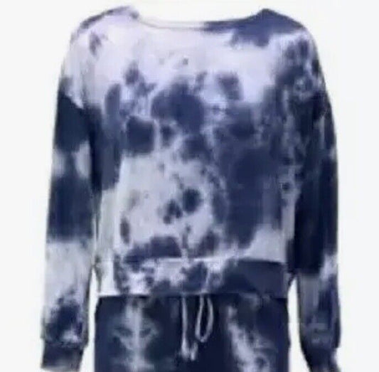 JENNI by Jennifer Moore Women's Tie-Dyed Printed Pajama Lounge Top