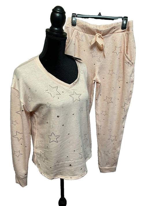 Roudelain Women’s 2 Piece Pajama Lounge Set Pink Rose
