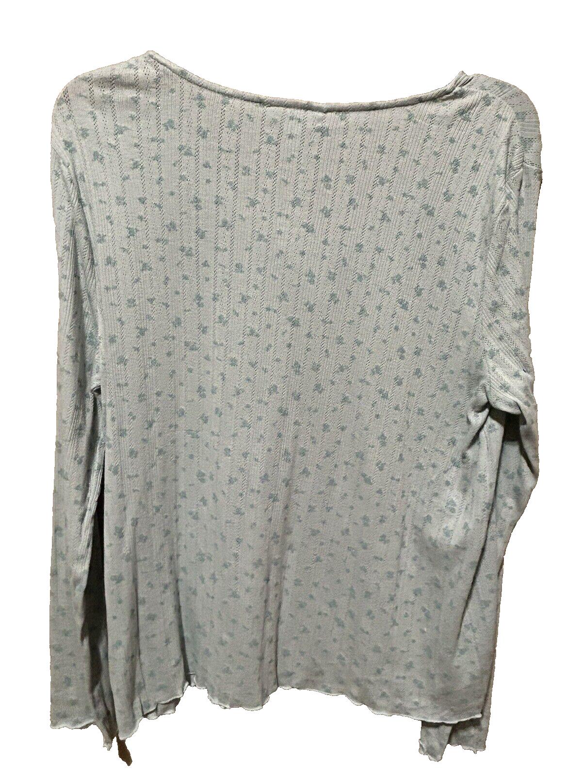 Charter Club Cotton Pointelle Tank Pajama Top Blue Ditsy Floral