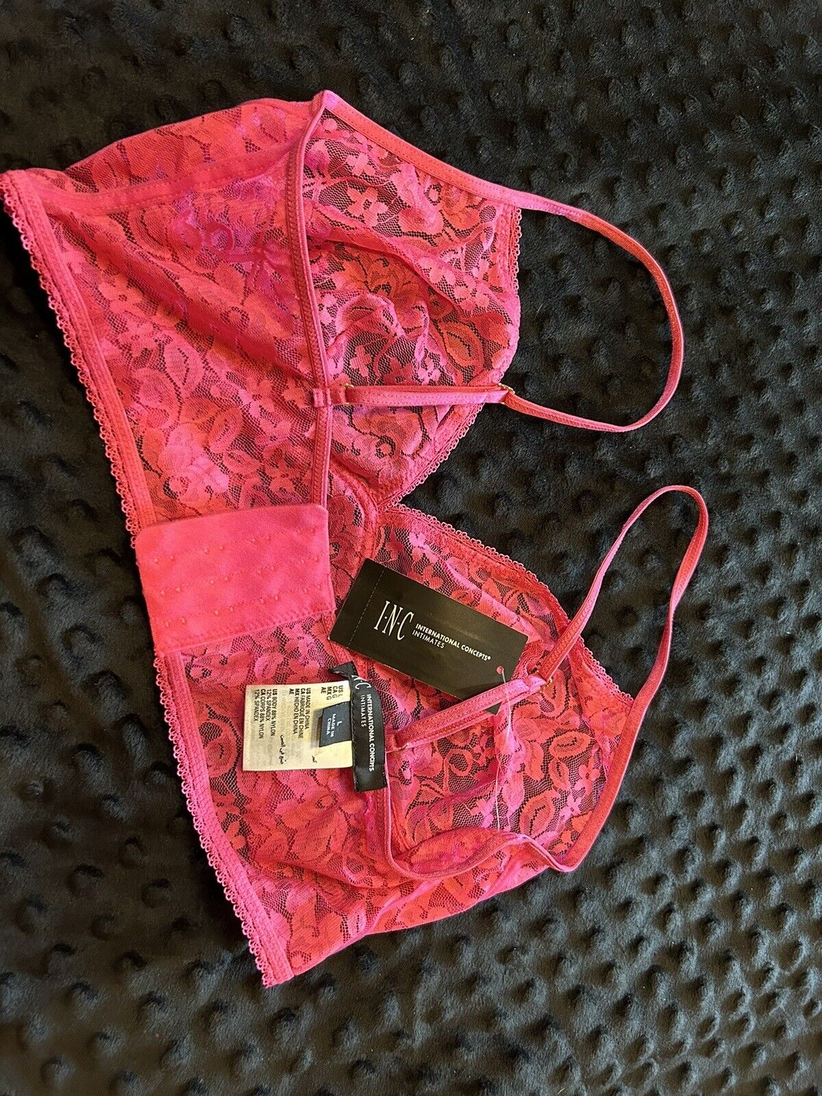 INC International Concepts Wireless Lace Bralette - Divine Berry