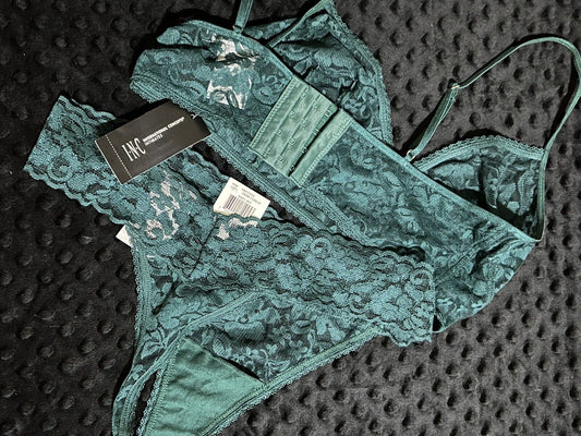 INC Lace Panty Bralette 2 Piece Set NWT Dark Forest