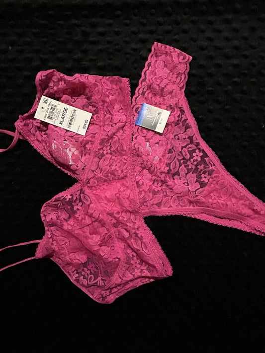 INC International Concepts 2 Piece Lace Thong Bralette Set Divine Berry
