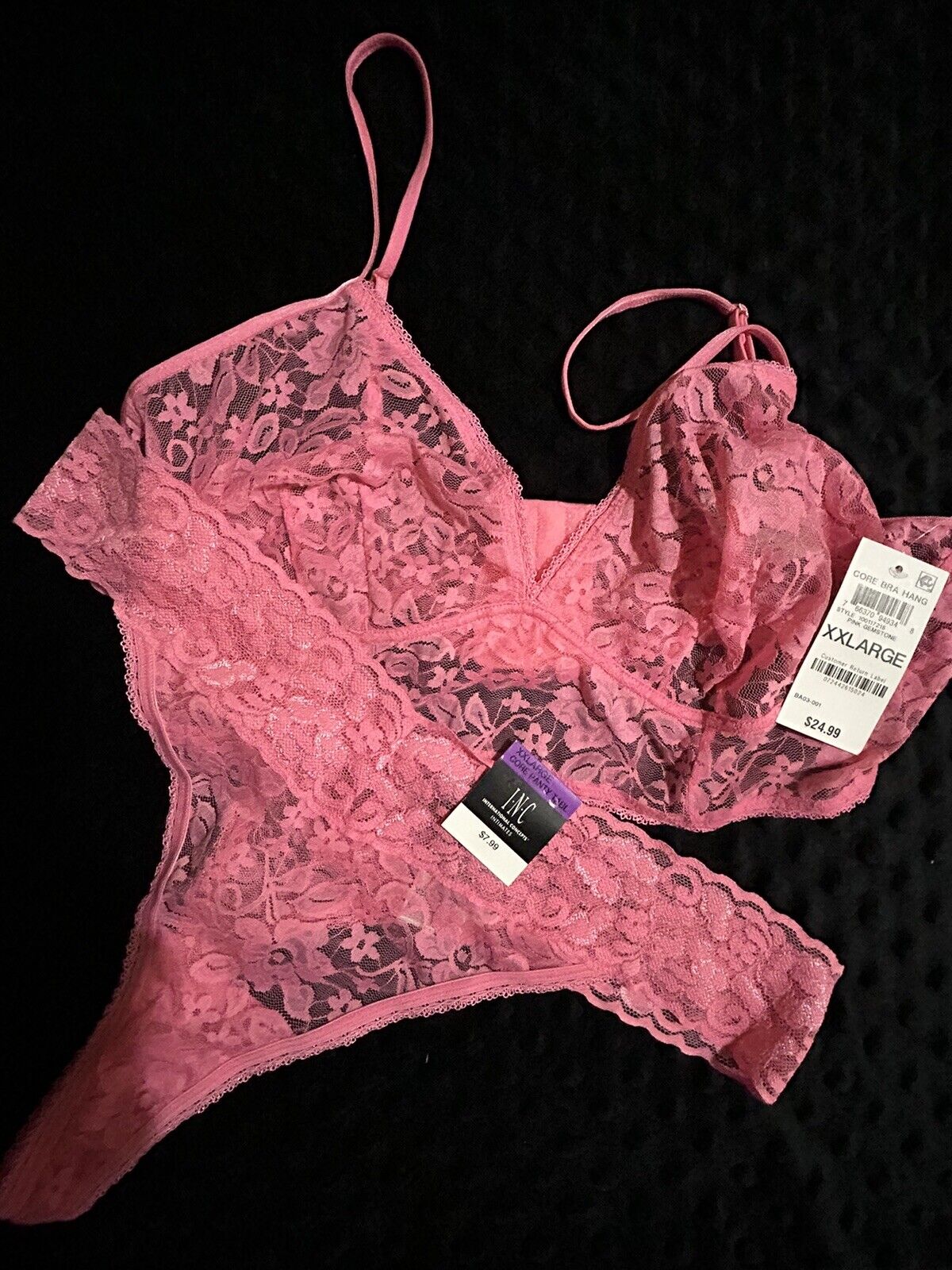 INC Lace Thong Bralette Set Pink Gemstone