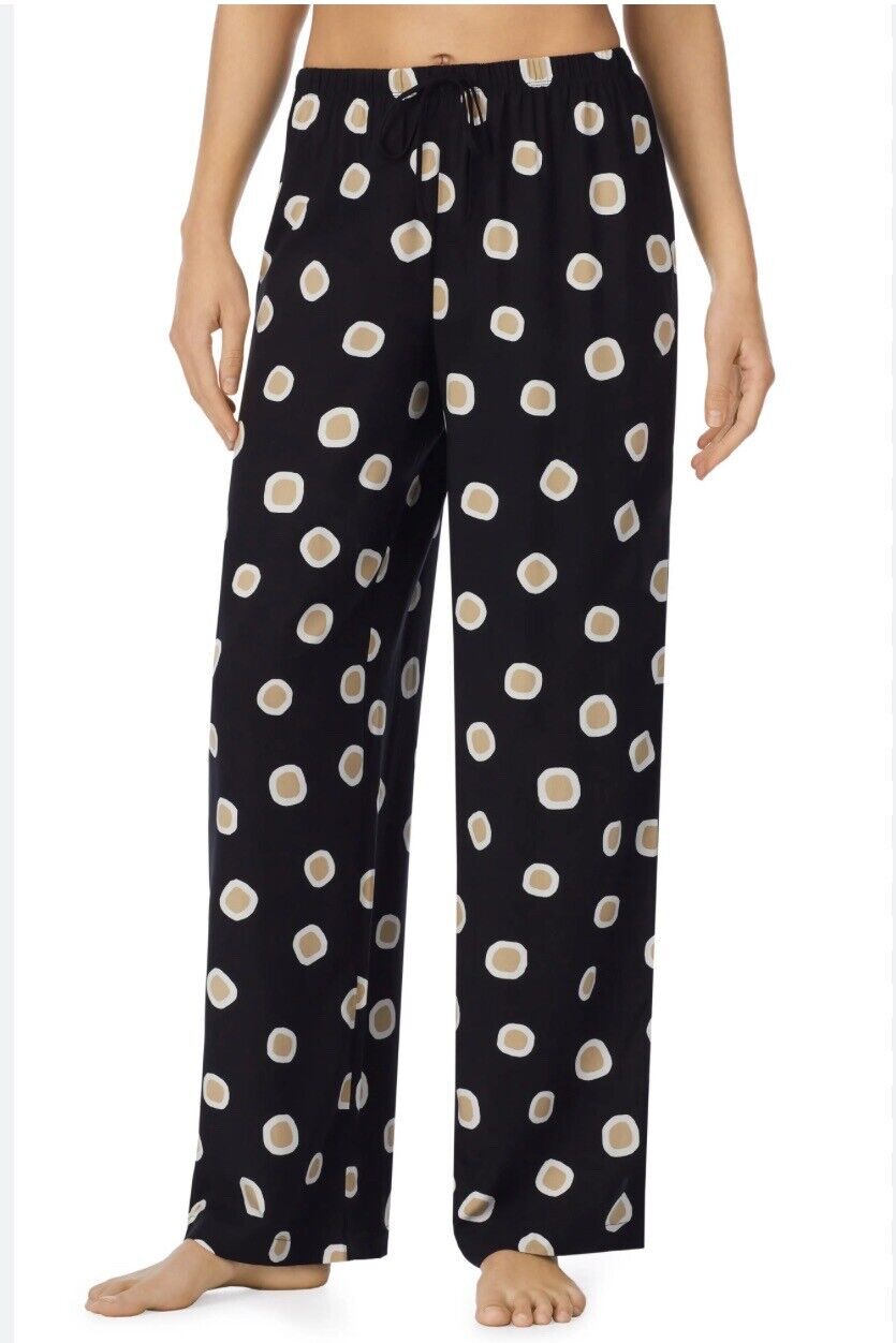 Women’s Refinery29 Pajama Lounge Pants Black Tan Dot