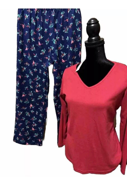 Charter Club Women's 2 Piece Matching Red/Blue Pajama Set