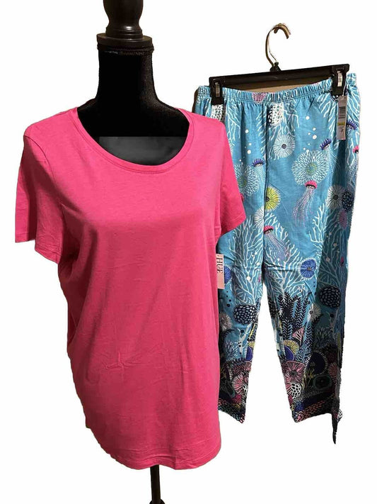 Hue Matching Two piece Capri Pajama Lounge Set