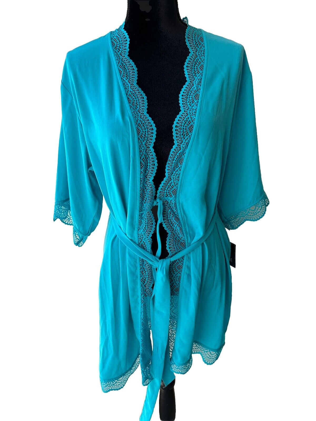 Inc International Concepts Lace Trim Robe Lingerie in Sea Isle
