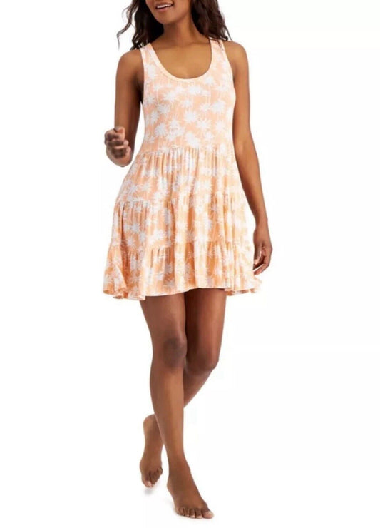 Jenni Women's Printed Sleeveless Tiered Chemise Night Shirt Lounge Orange