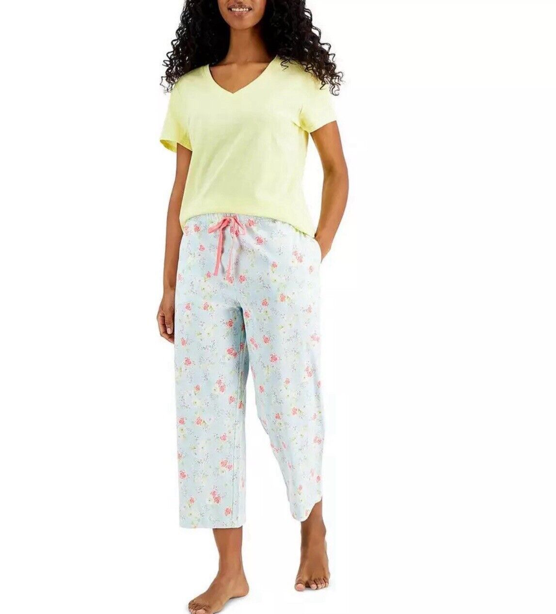 CHARTER CLUB Women's Everyday Cotton V-Neck Pajama Sleep Shirt Yellow