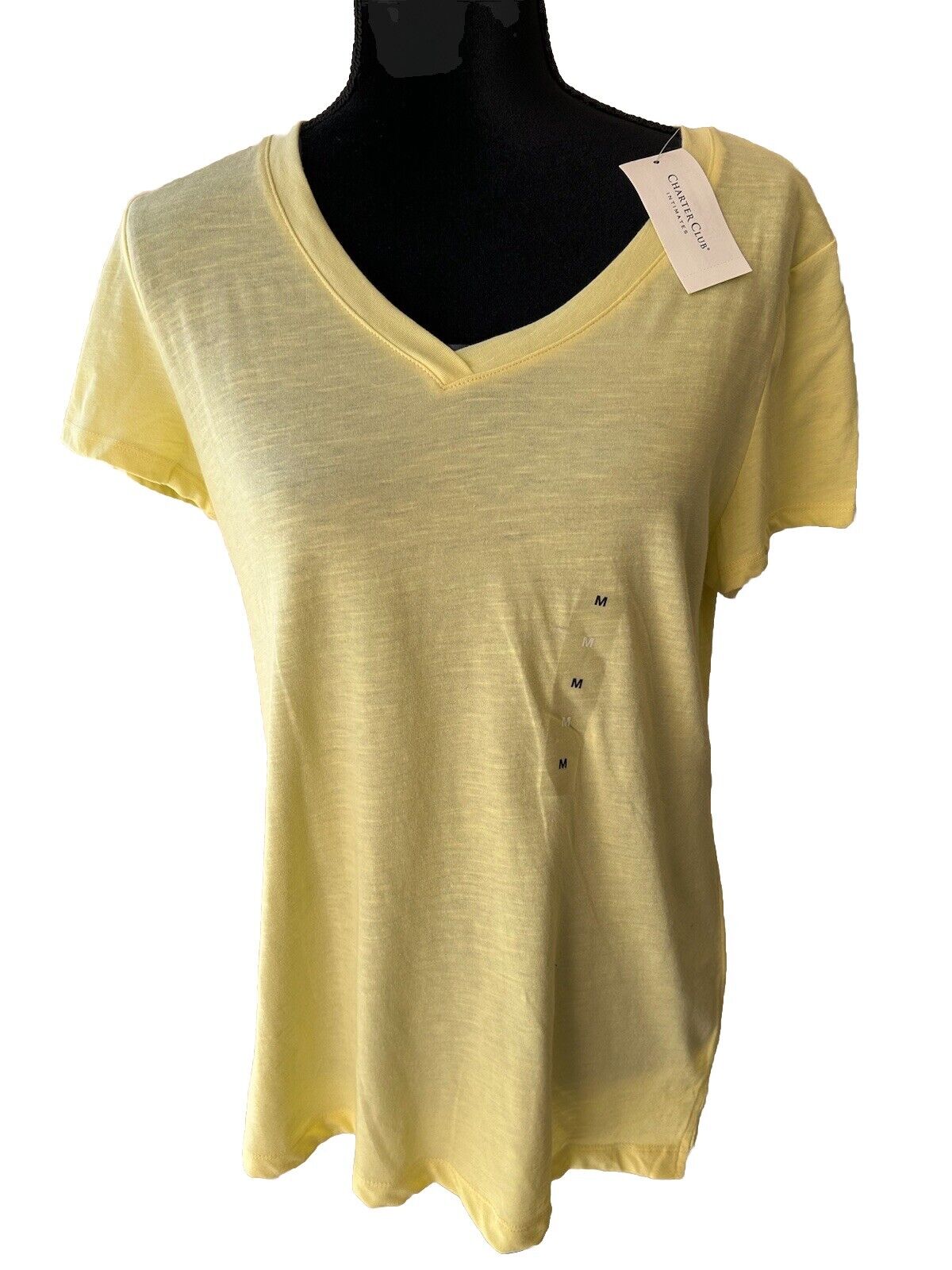 CHARTER CLUB Women's Everyday Cotton V-Neck Pajama Sleep Shirt Yellow