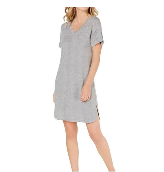 Alfani Ultra Soft Ribbed Knit Sleepshirt Nightgown Heather Grey XS