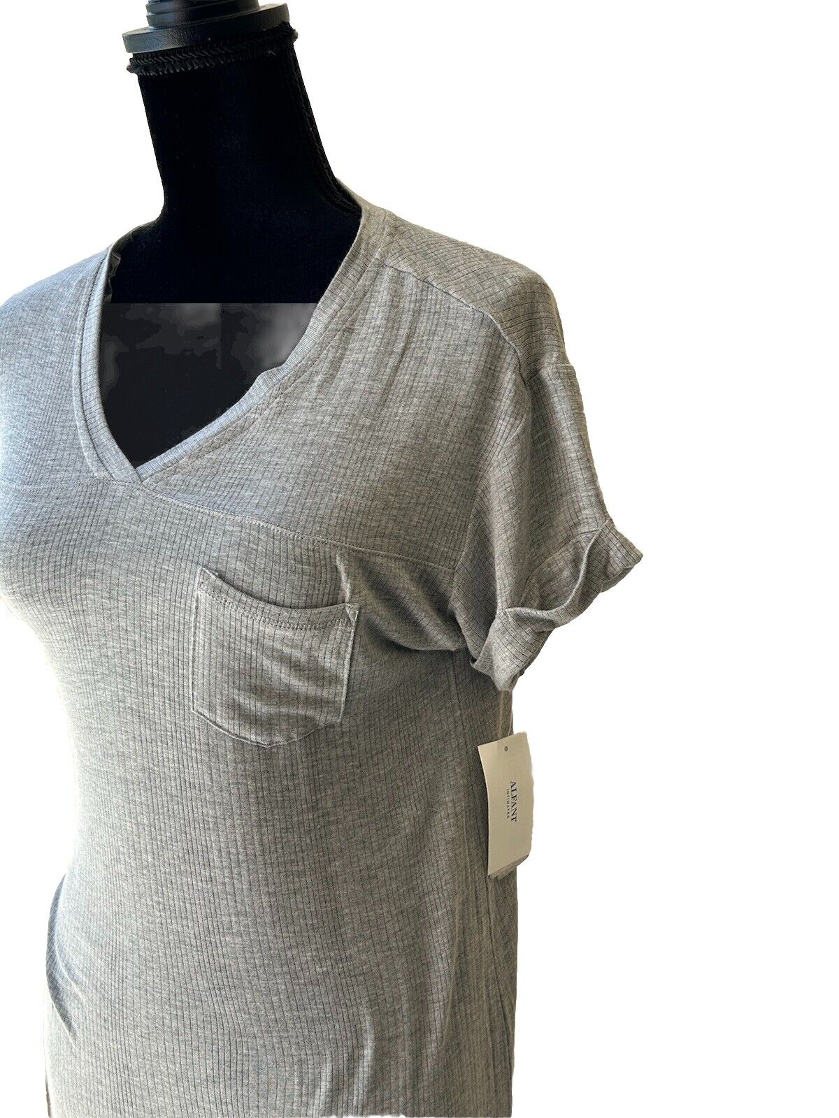 Alfani Ultra Soft Ribbed Knit Sleepshirt Nightgown Heather Grey XS