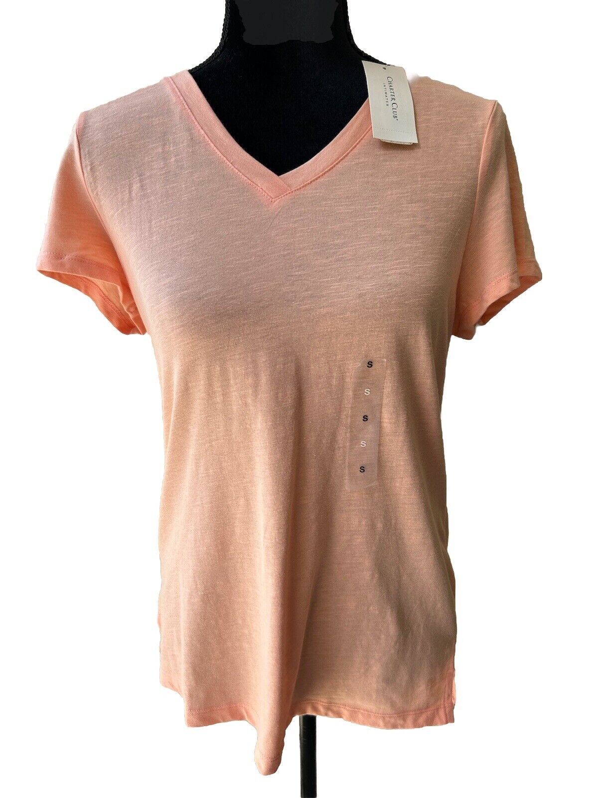 Charter Club Women’s Peach Cotton Everyday Comfort V-Neck Pajama T-Shirt