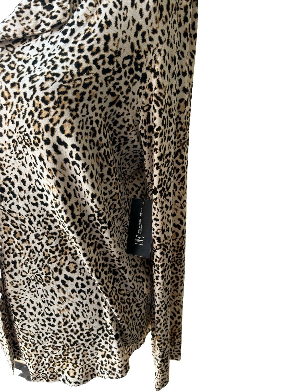 INC Women's Cheetah Print Long Sleeve Front Button Pajama Top