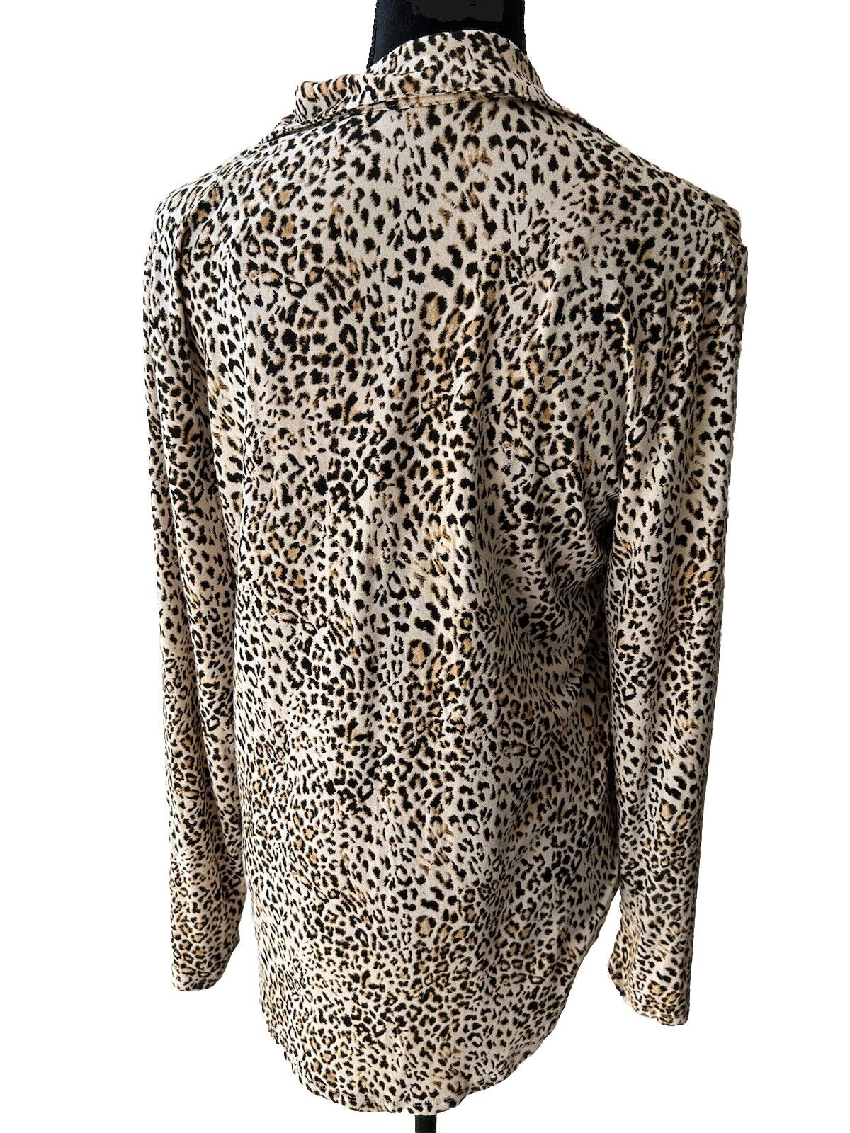 INC Women's Cheetah Print Long Sleeve Front Button Pajama Top