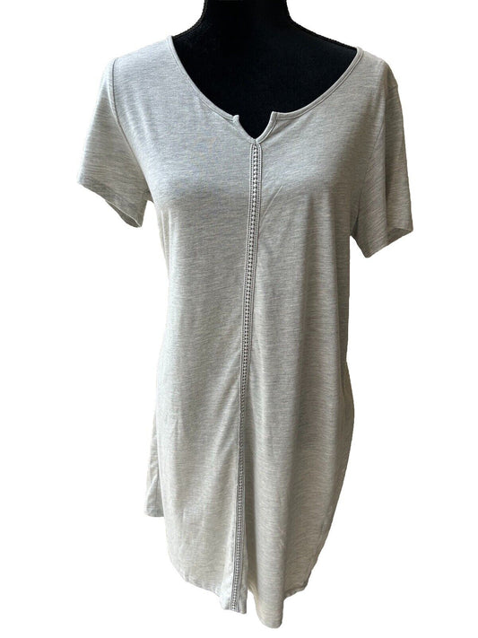 Charter Club Everyday Crochet-Trim Nightgown Women's S Dove Grey Heather